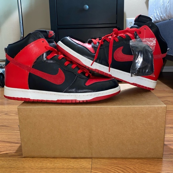 2012 Nike Dunk High J-Pack Bred Size 12 Red Black Jordan Basketball Streetwear - Picture 2 of 8
